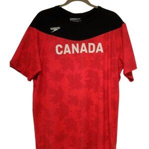 L🎽Speedo Red & Black Canada Sportwear Short Sleeve Tee Unisex